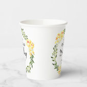 Welkom Namen/Datum Geel W/Kleur Bloemen Bruiloft Papieren Bekers (Links)