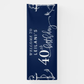 Welkom Nautical Anchor 40th Birthday Party Navy Spandoek (Verticaal)