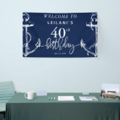 Welkom Nautical Anchor 40th Birthday Party Navy Spandoek (Beurs)