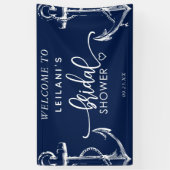 Welkom Nautical Anchor Vrijgezellenfeest Navy Spandoek (Verticaal)