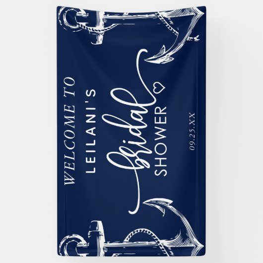 Welkom Nautical Anchor Vrijgezellenfeest Navy Spandoek (Verticaal)