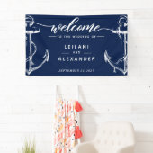 Welkom Nautical Anchor Wedding Spandoek (Insitu)