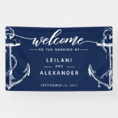 Welkom Nautical Anchor Wedding Spandoek (Horizontaal)