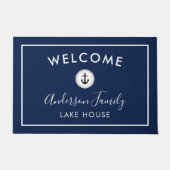 Welkom Nautical Dark Blue Family Lake House Deurmat (Voorkant)