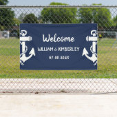 Welkom Nautical Navy Blue Anker Bruiloft Spandoek (Insitu)