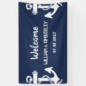 Welkom Nautical Navy Blue Anker Bruiloft Spandoek (Verticaal)
