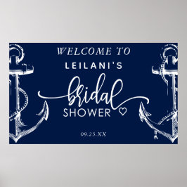 Welkom Nautical Vrijgezellenfeest Anchor Navy Poster