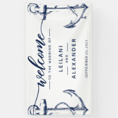 Welkom nautische anker bruiloft wit spandoek (Verticaal)