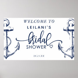 Welkom Nautische Bruidsfeest Anker Wit Poster
