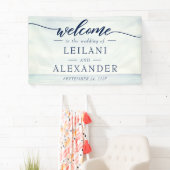 Welkom nautische oceaan Waterverf bruiloft Spandoek (Insitu)