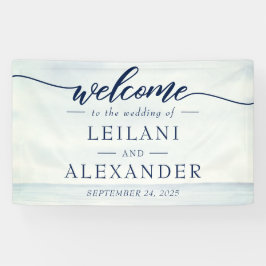 Welkom nautische oceaan Waterverf bruiloft Spandoek