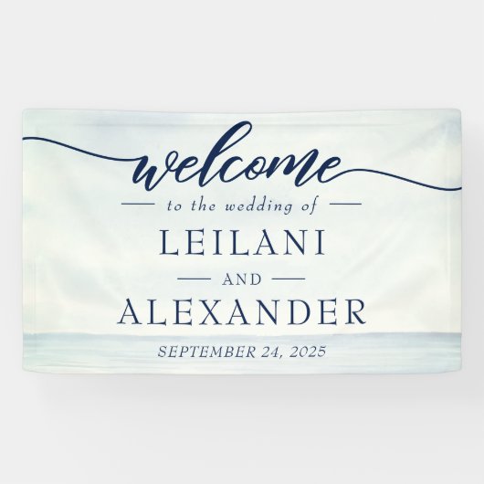 Welkom nautische oceaan Waterverf bruiloft Spandoek (Horizontaal)