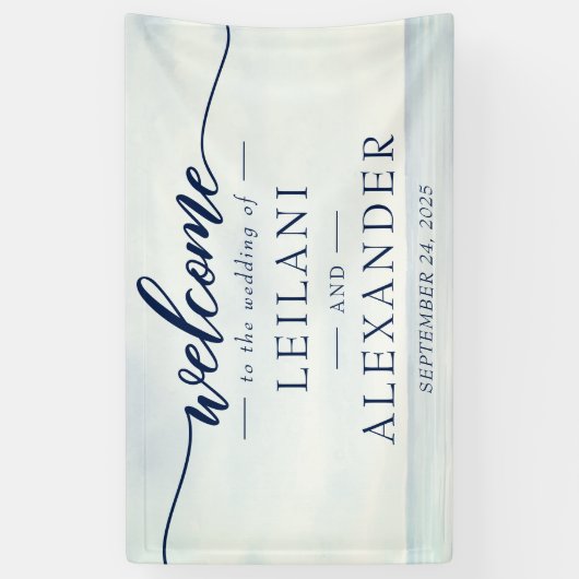 Welkom nautische oceaan Waterverf bruiloft Spandoek (Verticaal)