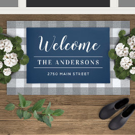 Welkom Navy Blue familienaam en adres Deurmat