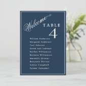 Welkom Navy Blue Wedding Zitplaatsen Plan Kaarten (Staand voorkant)
