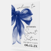 Welkom Navy Bow Coquette Script Sweet 16  Acryl Bord (Hoek)