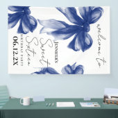 Welkom Navy Bow Coquette Script Sweet 16 Spandoek (Beurs)