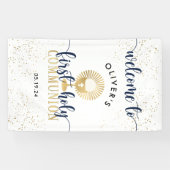 Welkom Navy & Gold Boy First Heilige Communie Spandoek (Horizontaal)