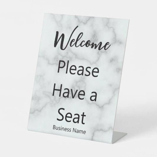 Welkom Neem een Seat Marble bedrijfsnaam Reclamebord Met Voetstuk (Voorkant)