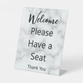 Welkom Neem een stoel Faux Marble Reclamebord Met Voetstuk (Voorkant)