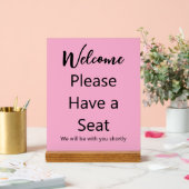 Welkom Neem een Zitje Roze en Zwarte tekst Acryl Bord (Huwelijk)