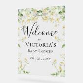 Welkom Neutral Bloemen Elegant Baby shower Acryl Bord (Hoek)