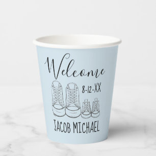WELKOM New Arrival Baby Shower Boy Blue Papieren Bekers