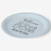 WELKOM New Arrival Baby Shower Boy Blue Papieren Bordje (Gekanteld)