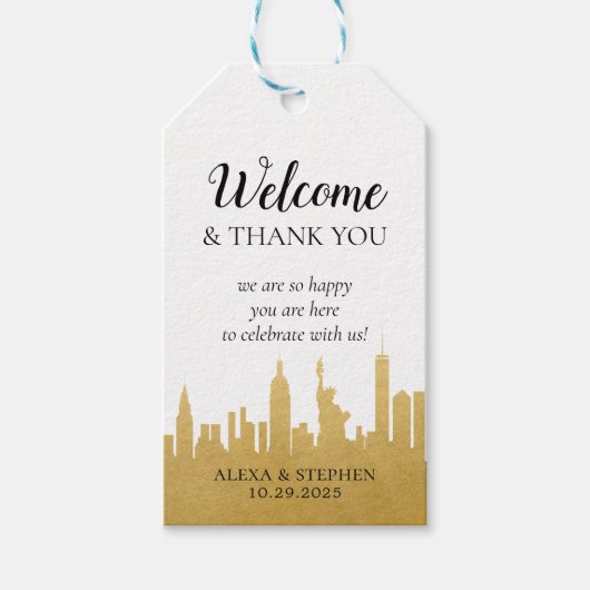 Welkom, New York City NYC Skyline Favor Cadeaulabel (Voorkant)
