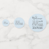 WELKOM Nieuw Aankomst Baby Schoenen Douche Blauw Confetti (Achterkanten)