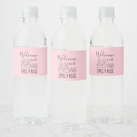 WELKOM Nieuw Aankomst Baby Schoenen Douche Roze Waterfles Etiket (Flessen)