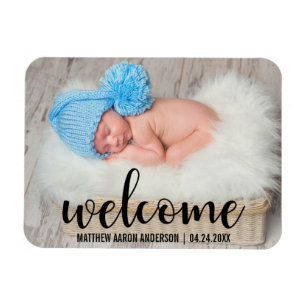Welkom Nieuw Baby Modern Script Magneet