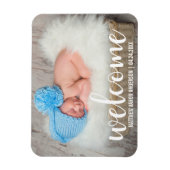 Welkom, nieuw Baby Modern Script W Magneet (Verticaal)