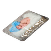 Welkom, nieuw Baby Modern Script W Magneet (Linkerzijde)