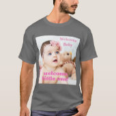Welkom Nieuw Baby Tekst Afbeelding Custom Donkergr T-shirt (Voorkant)