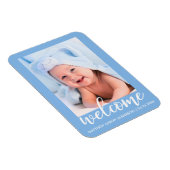 Welkom, nieuw bericht baby blauw magneet (Rechterzijde)