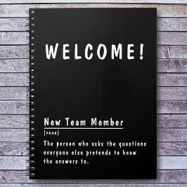 Welkom nieuw teamlid grappige definitie notitieboek