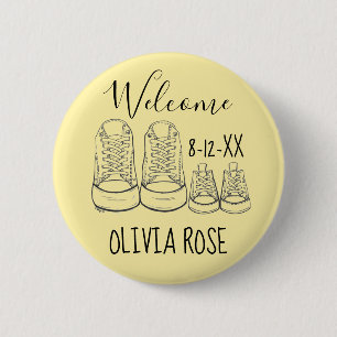 WELKOM nieuwe aankomende Baby schotels - Geel Ronde Button 5,7 Cm