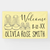 WELKOM nieuwe aankomende Baby schotels - Geel Spandoek (Horizontaal)