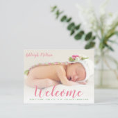 WELKOM | Nieuwe baby aankondiging fotokaart Briefkaart (Staand voorkant)