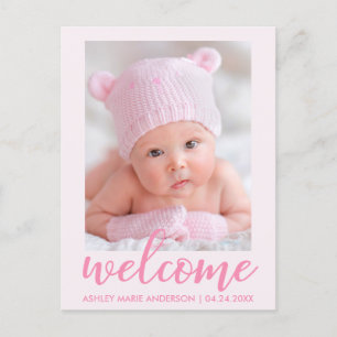 Welkom, nieuwe baby aankondiging Licht Roze