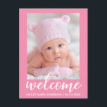 Welkom Nieuwe Baby Aankondiging Roze<br><div class="desc">Welkom Nieuwe Baby Aankondiging Roze Ansichtkaart</div>