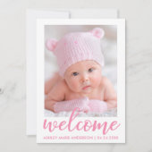 Welkom Nieuwe Baby Aankondiging Script Roze Stippe (Voorkant)