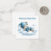 Welkom Nieuwe Baby Boy Kaart Notitiekaartje (Voorkant / Achterkant in situ)
