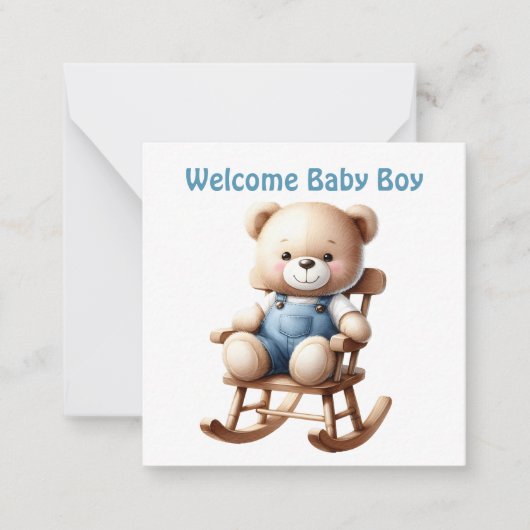 Welkom Nieuwe Baby Boy Kaart Notitiekaartje (Voorkant)