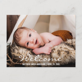 Welkom Nieuwe Baby Foto Aankondiging Briefkaart BW