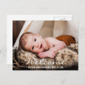 Welkom Nieuwe Baby Foto Aankondiging Briefkaart BW (Voorkant / Achterkant)