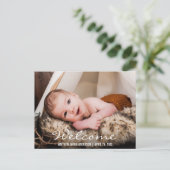 Welkom Nieuwe Baby Foto Aankondiging Briefkaart BW (Staand voorkant)