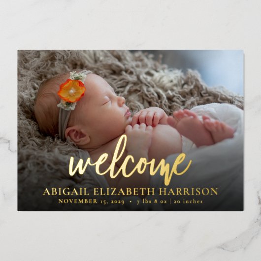 Welkom, nieuwe baby Gold Foil - Birth koninklijke  Folie Feestdagenkaart (Voorkant)
