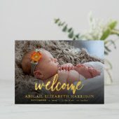 Welkom, nieuwe baby Gold Foil - Birth koninklijke  Folie Feestdagenkaart (Staand Voorkant)